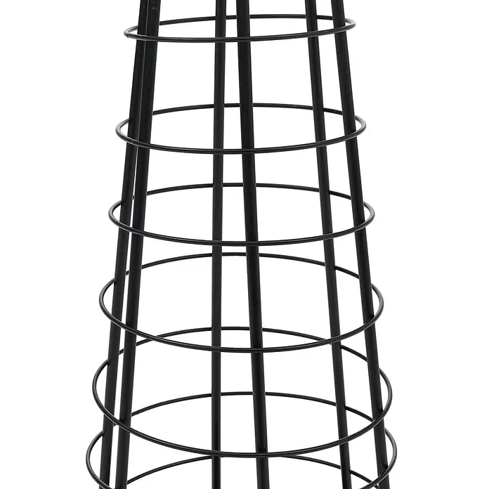 Mendler Deko-Weihnachtsbaum HWC-O91 Metall 115cm - schwarz -  - Sich verjüngendes Gestell aus schwarzem Metallgitter mit vertikalen Stäben und horizontalen Ringen.