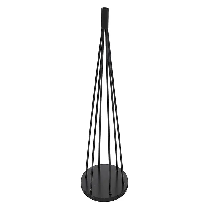 Mendler Deko-Weihnachtsbaum HWC-O91 Metall 115cm - schwarz -  - Schwarzer Kerzenständer aus Metall mit konischem Design aus dünnen Stäben, die sich zu einer zylindrischen Spitze auf einer runden Basis verjüngen.
