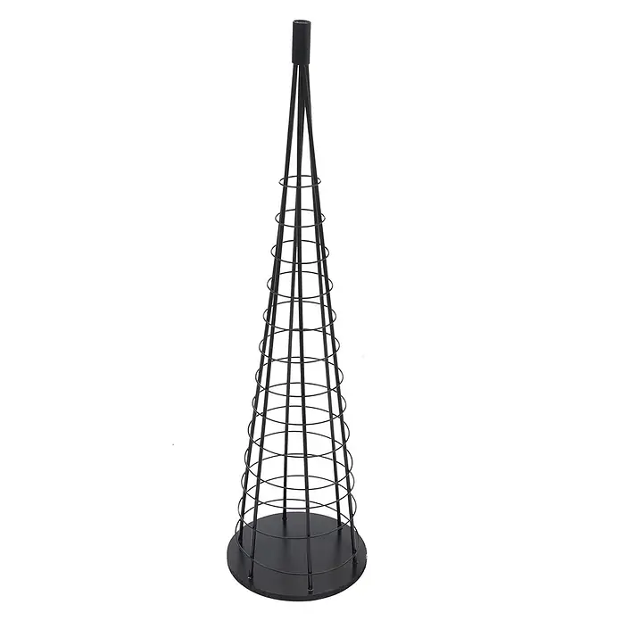 Mendler Deko-Weihnachtsbaum HWC-O91 Metall 115cm - schwarz -  - Schwarzer kegelförmiger Pflanzenhalter aus Metall oder dekorativer Gartenobelisk mit flacher Basis und konzentrischen Ringen.