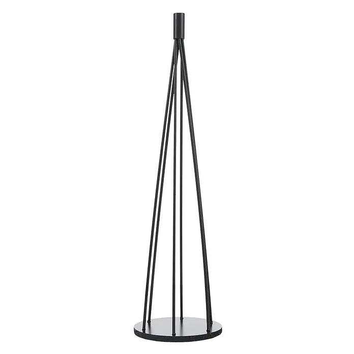 Mendler Deko-Weihnachtsbaum HWC-O91 Metall 90cm - schwarz -  - Schwarzer konischer Metallständer mit rundem Fuß und dünnen Stäben, als Kerzenhalter konzipiert.