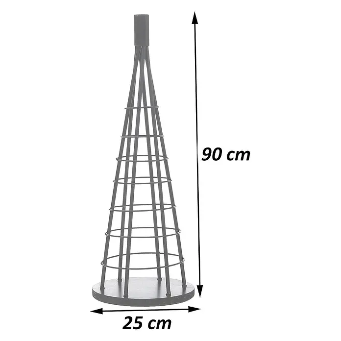 Mendler Deko-Weihnachtsbaum HWC-O91 Metall 90cm - schwarz -  - Konisches dunkelgraues Rankgitter aus Metall, 90 cm hoch und 25 cm Bodendurchmesser, für Kletterpflanzen.