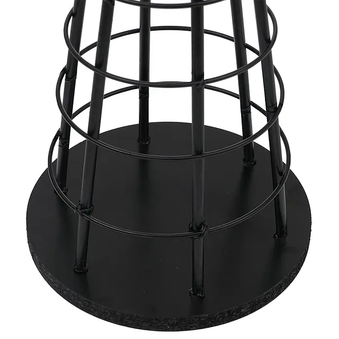 Mendler Deko-Weihnachtsbaum HWC-O91 Metall 90cm - schwarz -  - Schwarze Metall-Drahtkäfigbasis mit einer runden Vollbasis, mit stabilen vertikalen Stäben und horizontalen Ringen.