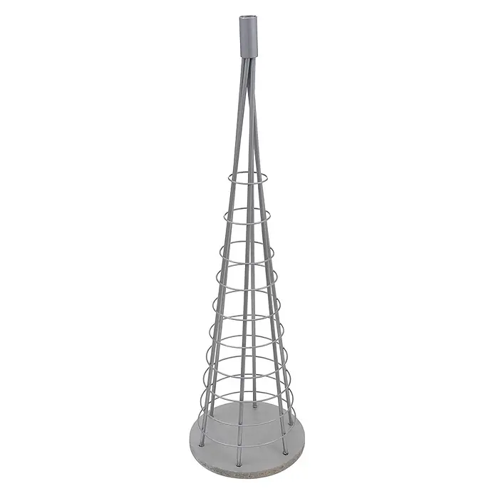Mendler Deko-Weihnachtsbaum HWC-O91 Metall 90cm - silberfarben -  - Silbergraues konisches Metallgestell mit horizontalen Ringen und flachem Sockel, eventuell für Pflanzen oder Dekoration.