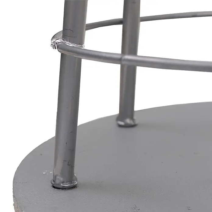 Mendler Deko-Weihnachtsbaum HWC-O91 Metall 90cm - silberfarben -  - Graues Metall-Hockergestell mit geschweißten Beinen, Stützring und runder Platte.