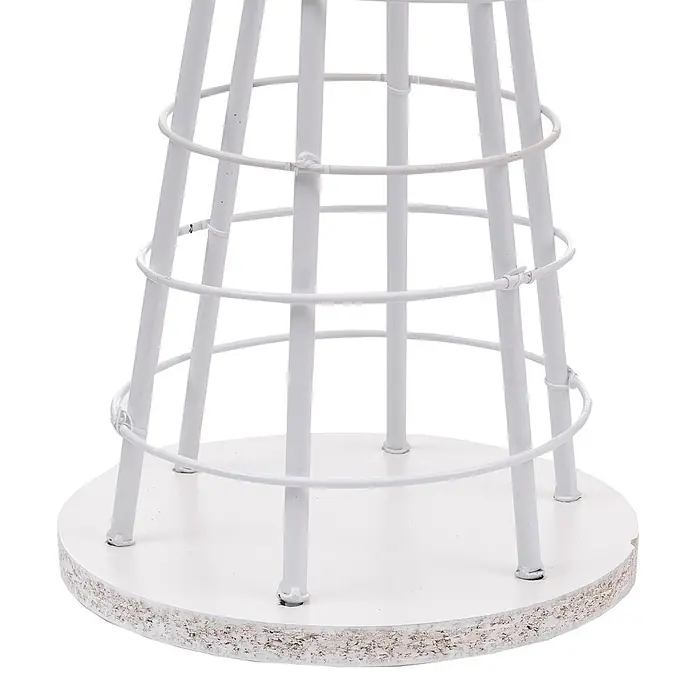 Mendler Deko-Weihnachtsbaum HWC-O91 Metall 60cm - weiß -  - Weiße Metallrahmenbasis mit einer runden, weiß lackierten Holzplattform mit roher Kante.