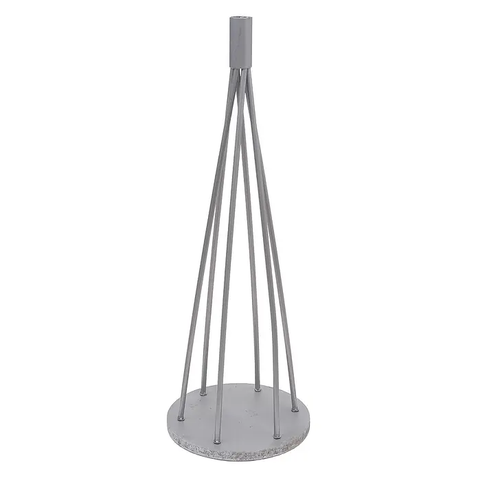 Mendler Deko-Weihnachtsbaum HWC-O91 Metall 90cm - silberfarben -  - Hellgrauer Metallständer mit konischem Stangenrahmen und runder Basis.