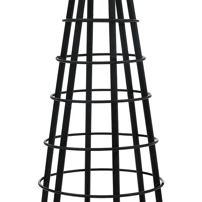 Mendler Deko-Weihnachtsbaum HWC-O91 Metall 60cm - schwarz -  - Konische Pflanzenstütze aus schwarzem Metall mit vertikalen Stäben und horizontalen Ringen.