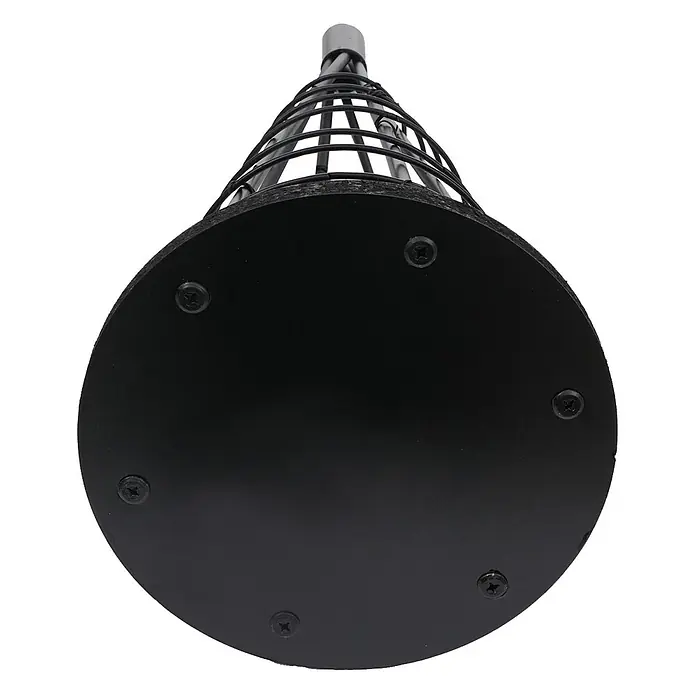 Mendler Deko-Weihnachtsbaum HWC-O91 Metall 60cm - schwarz -  - Unterseite eines schwarzen konischen Metallgitterprodukts mit runder schwarzer Basis, von unten verschraubt.
