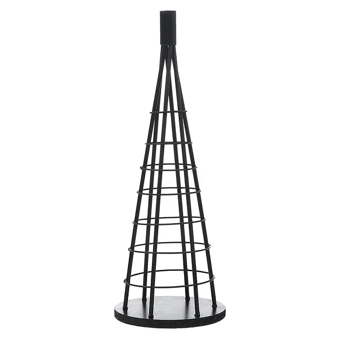 Mendler Deko-Weihnachtsbaum HWC-O91 Metall 60cm - schwarz -  - Schwarze, konische Pflanzenstütze aus Metall mit horizontalen Ringen und rundem Sockel.
