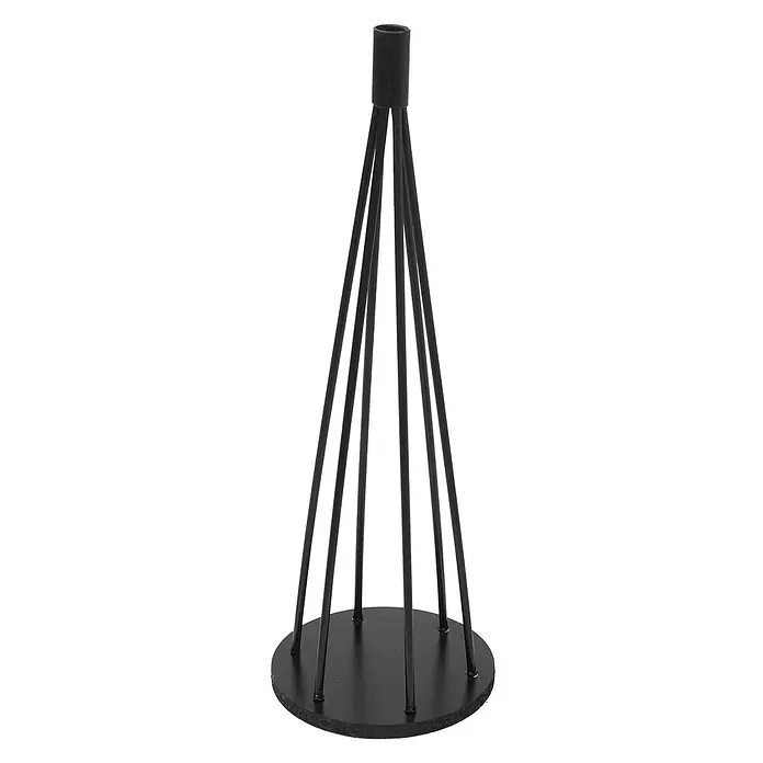 Mendler Deko-Weihnachtsbaum HWC-O91 Metall 60cm - schwarz -  - Schwarzer Kerzenhalter aus Metall mit rundem Sockel und konisch zulaufenden Stäben, die einen zylindrischen Aufsatz tragen.