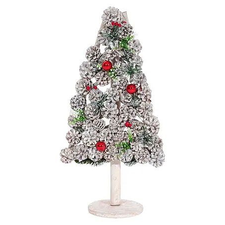 Mendler Deko-Weihnachtsbaum HWC-M17 Kiefernzapfen Holz 60x32x17cm