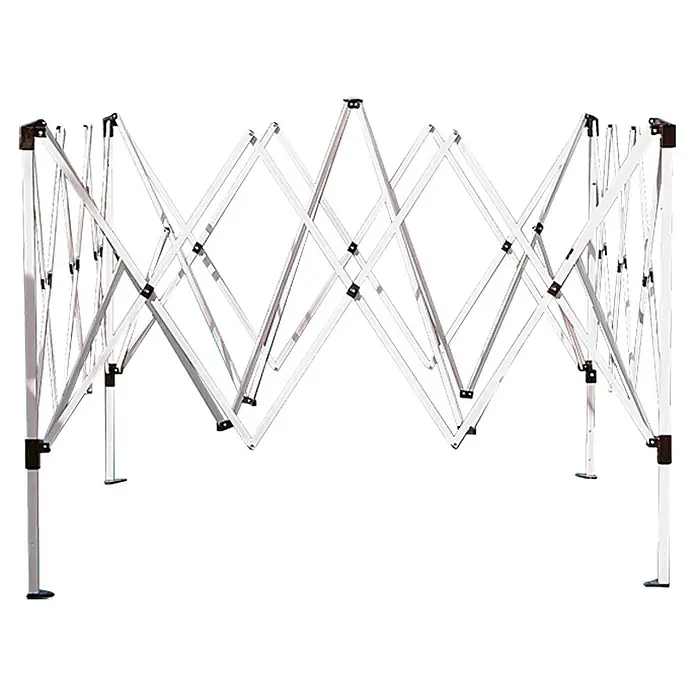 Sunfun Faltpavillon Easy Up - B x T: 300 x 300 cm, Farbe Dach: Hellgrau - Ein unausgezogener, freistehender Pavillonrahmen aus Aluminium mit schwarzer Hardware, ideal für Veranstaltungen im Freien.