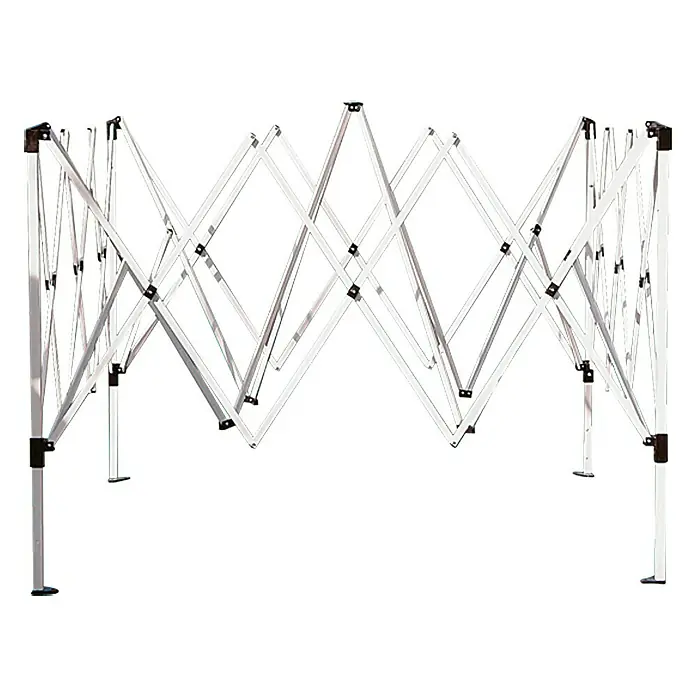 Sunfun Faltpavillon Easy Up - B x T: 300 x 300 cm, Farbe Dach: Hellgrau - Ein unausgezogener, freistehender Pavillonrahmen aus Aluminium mit schwarzer Hardware, ideal für Veranstaltungen im Freien.