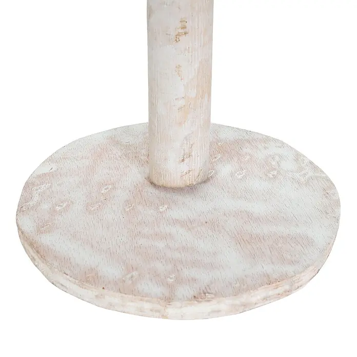 Mendler Deko-Weihnachtsbaum HWC-M17 Kiefernzapfen Holz 60x32x17cm -  - Weiß gewaschene runde Holzbasis und zylindrischer Pfosten eines Ständers.
