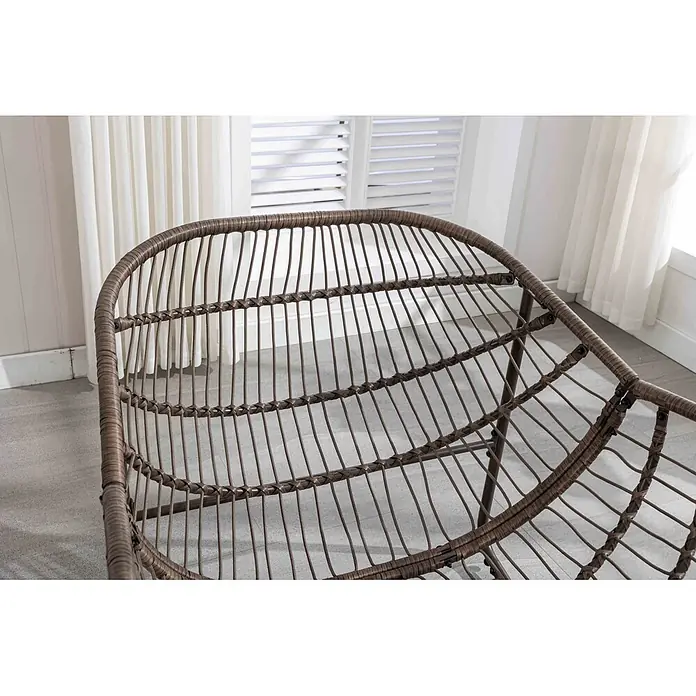 SONNENH Garten-Schaukelstuhl 90 x 106 x 78 cm, Grau -  - Brauner geflochtener Loungesessel mit detailliertem Geflecht.