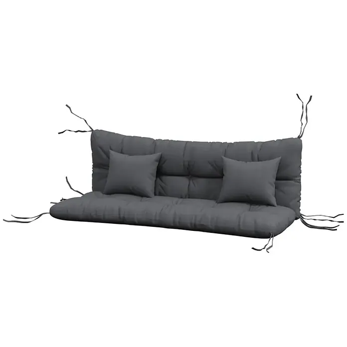 SONNENH Garten-Schaukelauflagen anthrazit, 4-teiliges Kissen-Set -  - Dunkelgraues Outdoor-Bankauflagen-Set mit Rückenlehne, Sitzkissen, zwei kleinen Kissen und Befestigungsbändern.