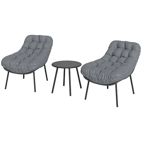 SONNENH Loungemöbel-Set mit zwei Sesseln und Beistelltisch, grau