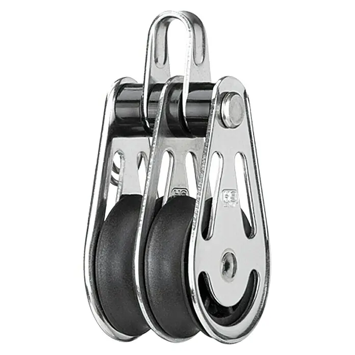 Sprenger Block - 8 mm, Mit Bügel, Gleitlager, 30 x 10 mm, Arbeitslast: 200 kg, 2 Rollen - Doppelblock mit Bügel aus Edelstahl, ideal für Segelboote. Robuste Konstruktion für hohe Belastungen und zuverlässige Leistung.