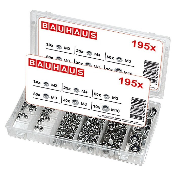 BAUHAUS Assortmentsdoos moeren (195 Stk., Zeskantkop)