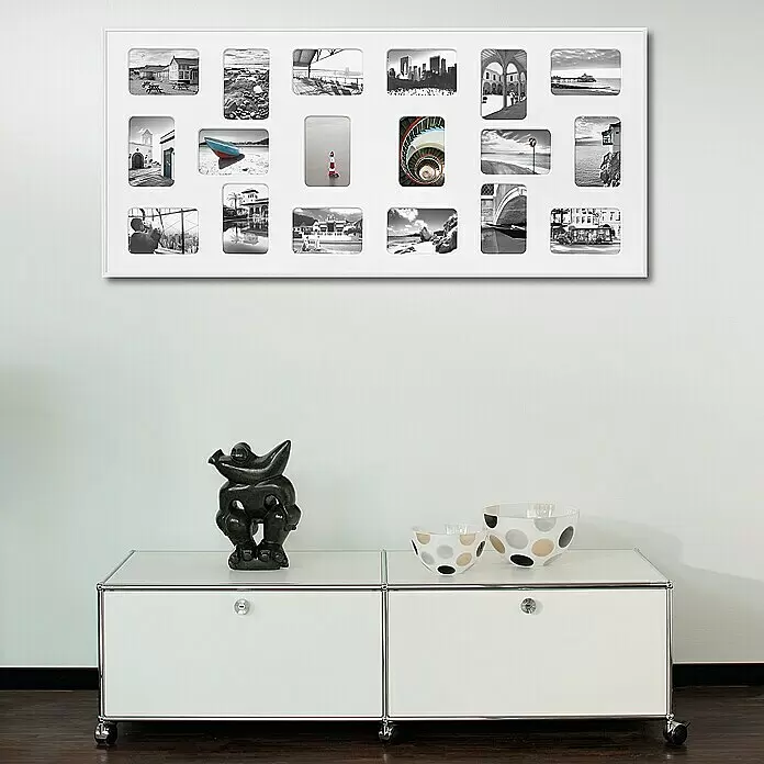 Collagerahmen Pixel - Anzahl Fotoplatzhalter: 18 Stk., Weiß, Glas