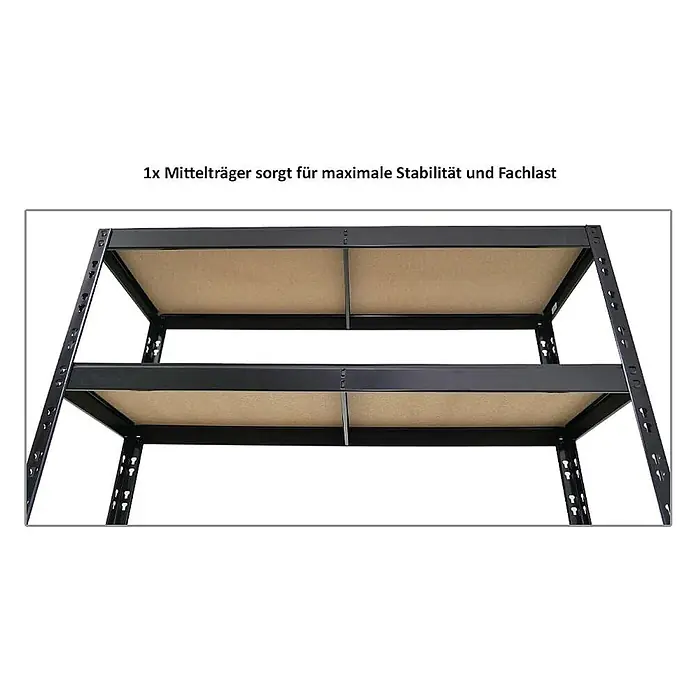 Set Deal 2x Reifenregal Tiger 180x120x40cm 12 Reifen 2 Ebenen Schwarz -  - Schwarzes Metallregal mit Holzfächern und Mittelträger für maximale Stabilität und Fachlast.