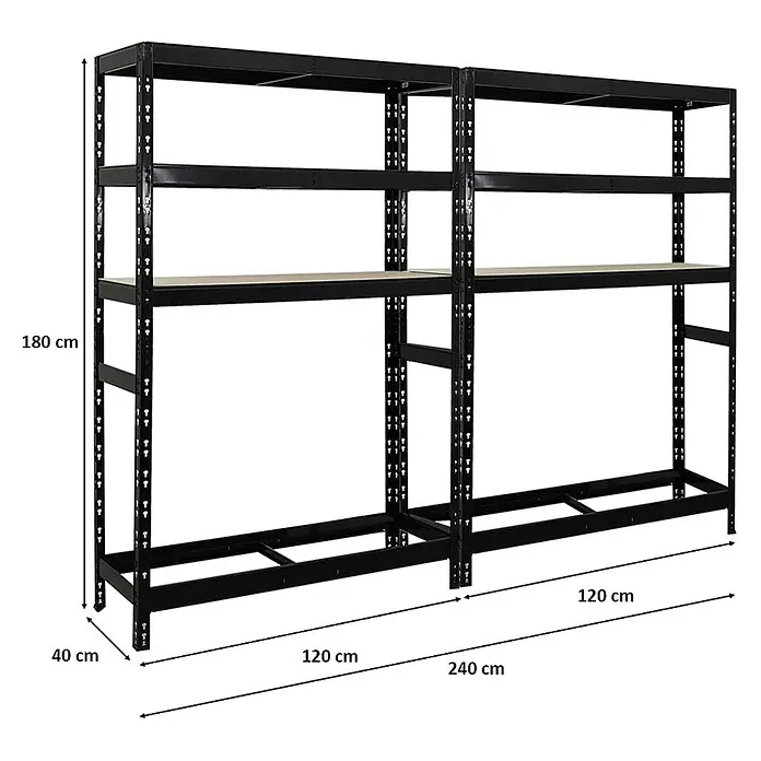 Set Deal 2x Reifenregal Tiger 180x120x40cm 6 Reifen 1 Ebene Schwarz - 