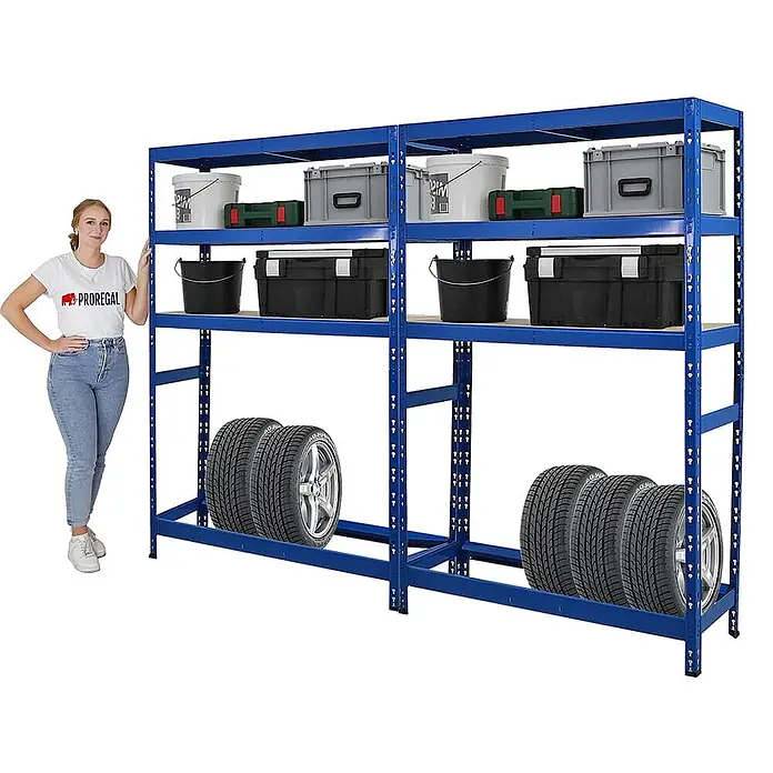 Set Deal 2x Reifenregal Tiger 180x120x40cm 6 Reifen 1 Ebene Blau - 