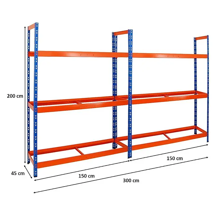 Set Deal 2x Reifenregal Tiger XL 200x150x45cm 300kg 36 Reifen Blau-Orange - 
