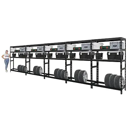 Set Deal 5x Reifenregal Tiger 180x120x40cm 6 Reifen 1 Ebene Schwarz