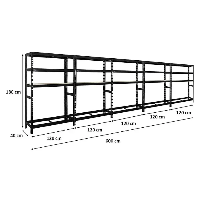 Set Deal 5x Reifenregal Tiger 180x120x40cm 6 Reifen 1 Ebene Schwarz - 