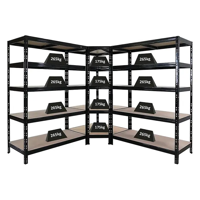 Set Deal Tiger 1x Eckregal+2x Schwerlastregal 180x120x60cm 265 kg Schwarz - 