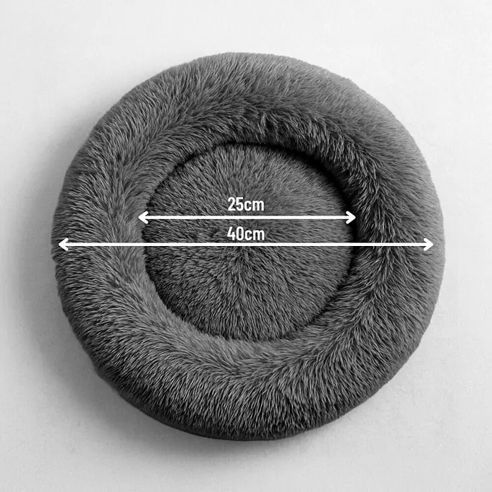 belviona Donut-Katzenbett 40 cm, flauschiges Plüschbett, anthrazit -  - Rundes, graues, flauschiges Haustierbett, 40cm Außendurchmesser, 25cm Innendurchmesser.