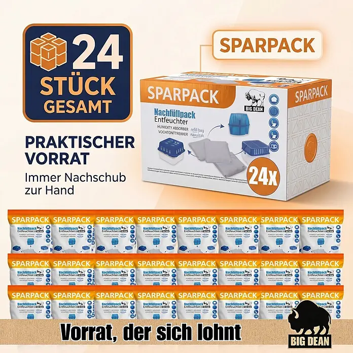 BigDean Luftentfeuchter-Nachfüllpack 24 Stk., 400 g -  - Sparpack mit 24 Nachfüllbeuteln für Luftentfeuchter der Marke BIG DEAN.