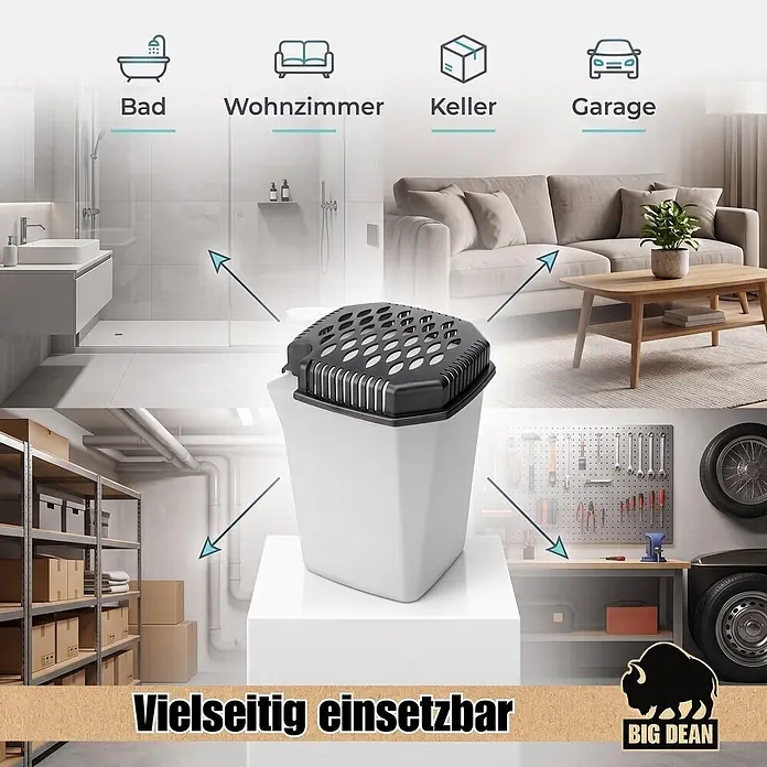BigDean 4 x Luftentfeuchter-Nachfüllpack 4 Stk., 680 g -  - Weiß-schwarzer Luftentfeuchter für vielseitigen Einsatz in Bad, Wohnzimmer, Keller und Garage.