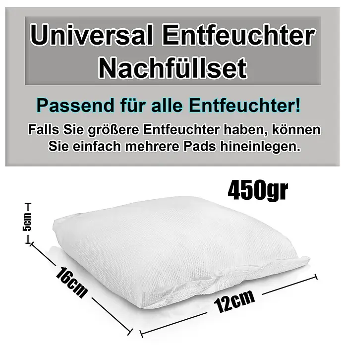 BigDean Luftentfeuchter-Nachfüllpack 12Stk., 400 g -  - Weißes 450g Entfeuchter Nachfüllpad, 16x12x5cm, universell einsetzbar.