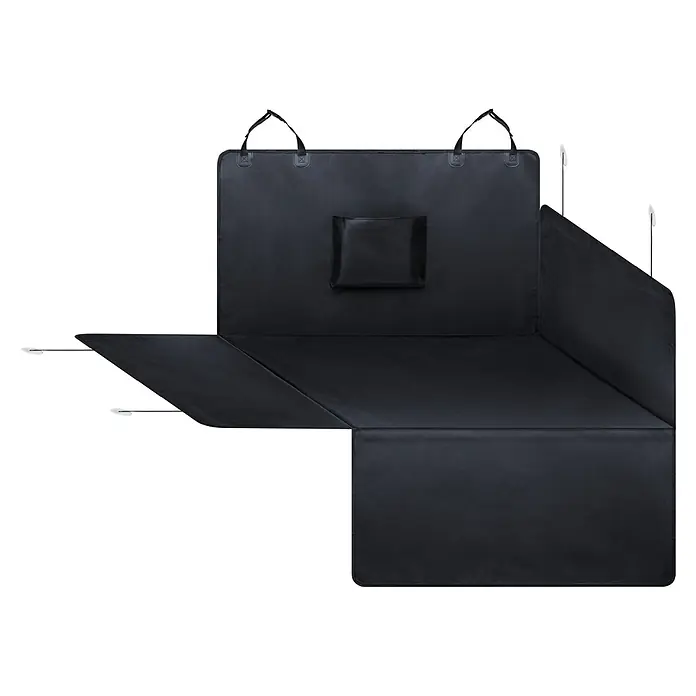 BigDean Luftentfeuchter-Nachfüllpack 6Stk., 400 g -  - Schwarze, strapazierfähige Autositzschutzdecke aus Stoff, ausgebreitet mit Gurten und Saugnäpfen.
