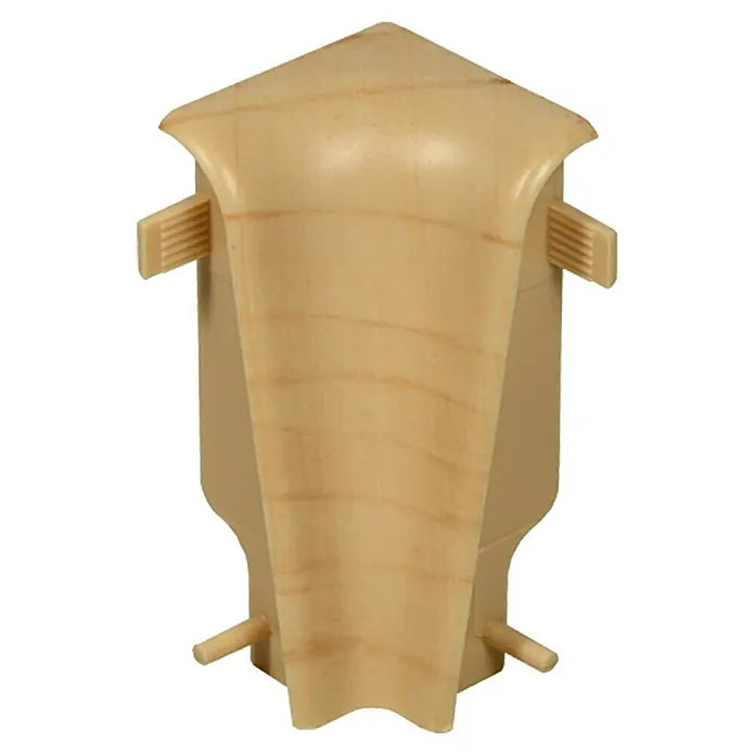Profiles and more Innenecke FU60L - Apfel, 2 Stk. - Ein cremefarbener, künstlicher Holz-Eckschutz für Sockelleisten, um saubere Übergänge zu schaffen.