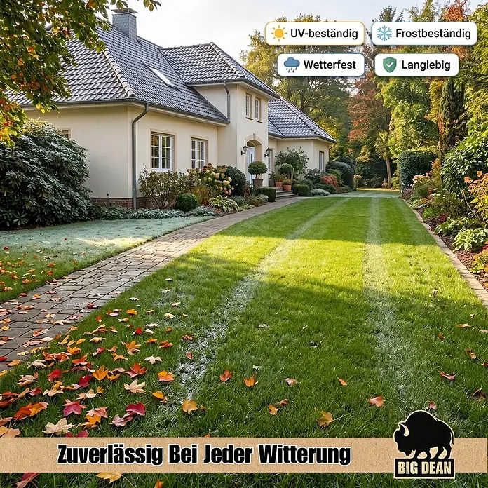 BigDean Luftentfeuchter-Nachfüllpack 4 Stk., 680 g -  - BIG DEAN Produktwerbung: UV-, frost- & wetterbeständig, langlebig. Haus im Herbstgarten mit Reif.