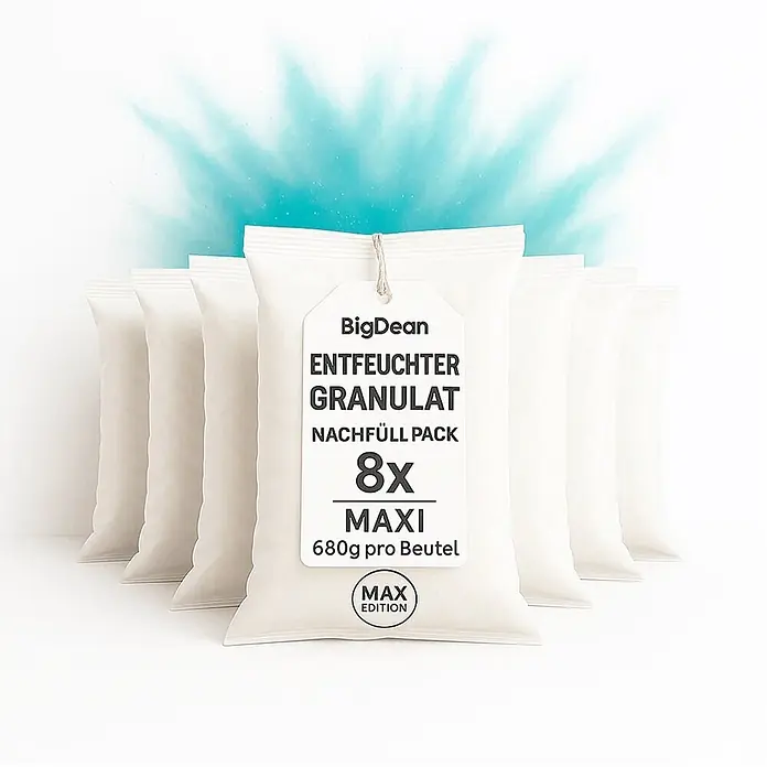 BigDean Luftentfeuchter-Nachfüllpack 8 Stk., 680 g -  - Off-white Nachfüllpackung für Luftentfeuchter Granulat, 8 Maxi-Beutel à 680g.