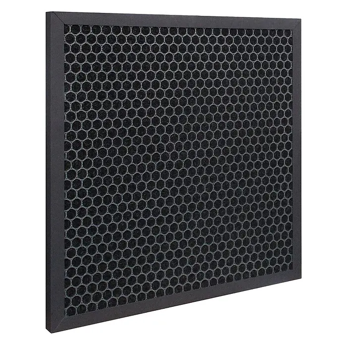 Ersatzfilter Aktivkohle für Hepa Luftreiniger 800 -  - Schwarzer Aktivkohle-Luftfilter mit dunkelgrauem Wabennetz und schwarzem Rahmen zur Luftreinigung.