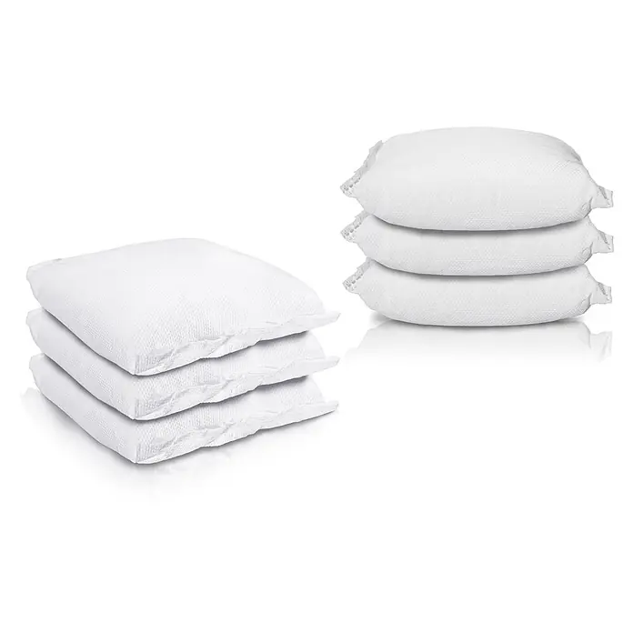 BigDean Luftentfeuchter-Nachfüllpack 6 Stk., 450 g -  - Zwei Stapel weißer, texturierter Gewebebeutel, gefüllt erscheinend.