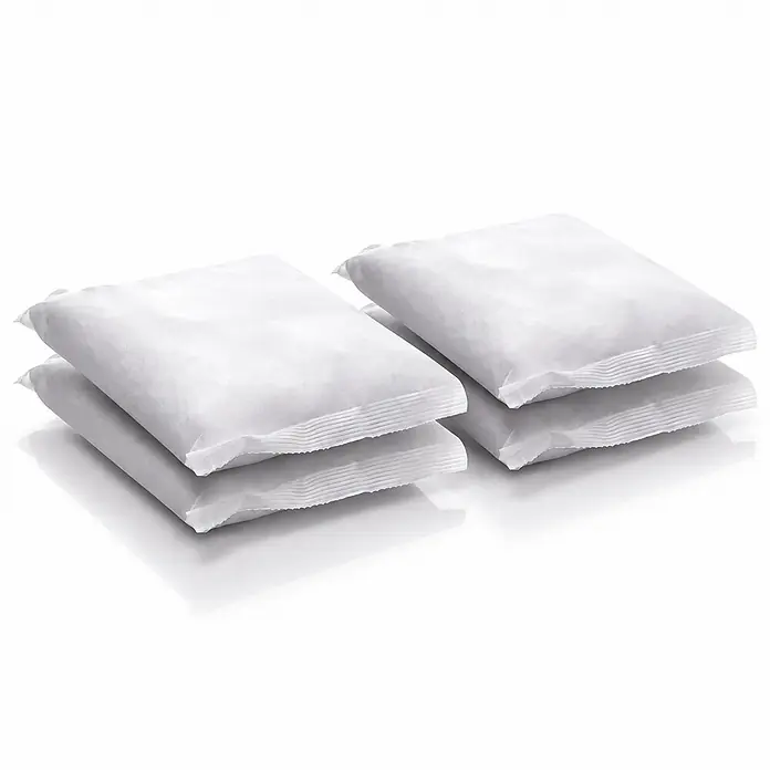 BigDean Luftentfeuchter Nachfüllpack 4 Stk., 680g -  - Sechs weiße rechteckige versiegelte Beutel, in zwei Stapeln.