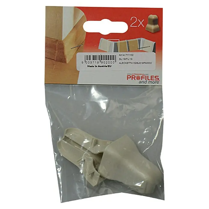 Profiles and more Außenecke SU18/FU18 - Weiß, 2 Stk. - Eine Packung mit zwei Eckverbindern aus Kunststoff für Holzprofile, hergestellt in Österreich. Ideal für Möbelbau und Innenausbau.