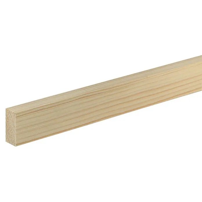 Rechteckleiste - 240 x 1,9 x 4 cm, Fichte/Kiefer - Holzleiste: Eine helle, unbehandelte Holzleiste mit sichtbarer Maserung und quadratischem Querschnitt, ideal für Bau- oder Bastelprojekte.