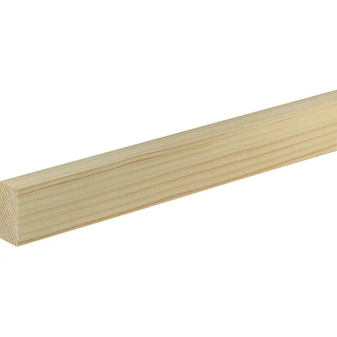 Rechteckleiste - 240 x 1,9 x 4 cm, Fichte/Kiefer - Holzleiste: Eine helle, unbehandelte Holzleiste mit sichtbarer Maserung und quadratischem Querschnitt, ideal für Bau- oder Bastelprojekte.