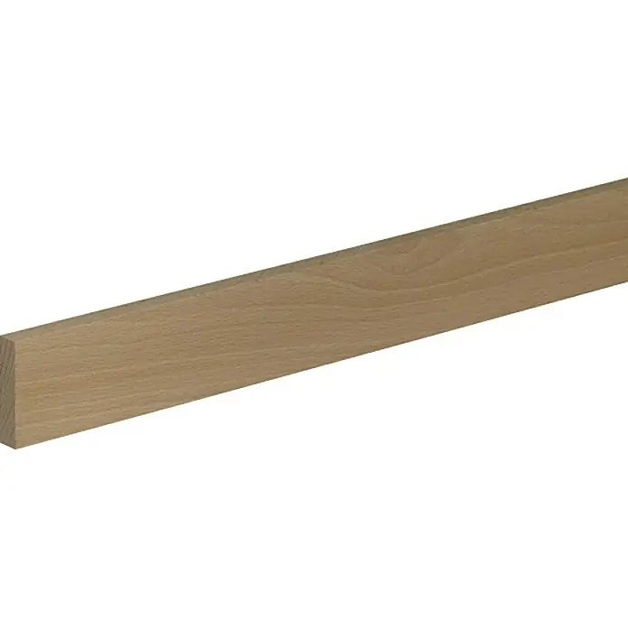 Rechteckleiste - 190 x 4 x 1 cm, Buche - Nahaufnahme einer unbehandelten, rechteckigen Holzleiste mit gut sichtbarer Maserung, ideal für Bau- oder Bastelprojekte.