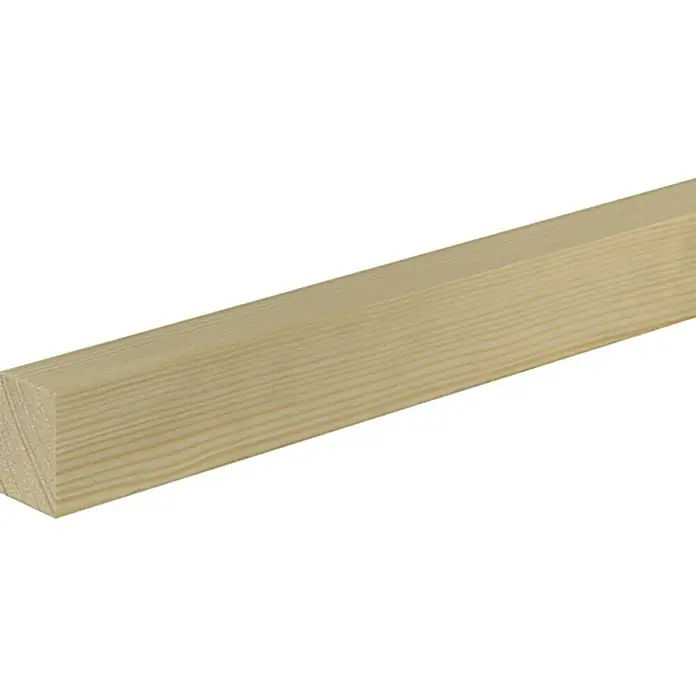 Rechteckleiste - 240 x 2,9 x 4 cm, Fichte/Kiefer - Nahaufnahme eines hellen, rechteckigen Holzstücks, ideal für Bauprojekte oder Bastelarbeiten. Die natürliche Maserung des Holzes ist gut sichtbar.