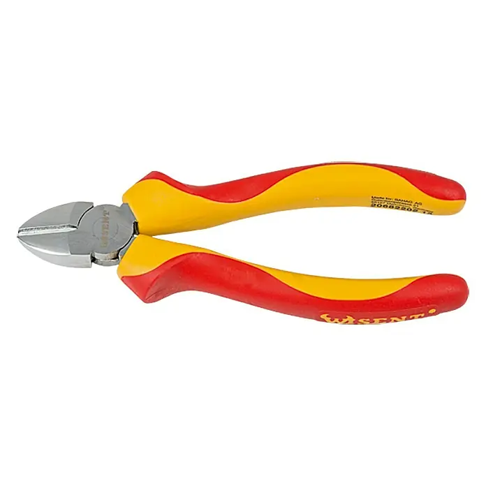 Wisent Seitenschneider - Länge: 16 cm - Seitenschneider mit rot-gelben Griffen. Das Werkzeug ist robust und für präzise Schnitte ausgelegt.