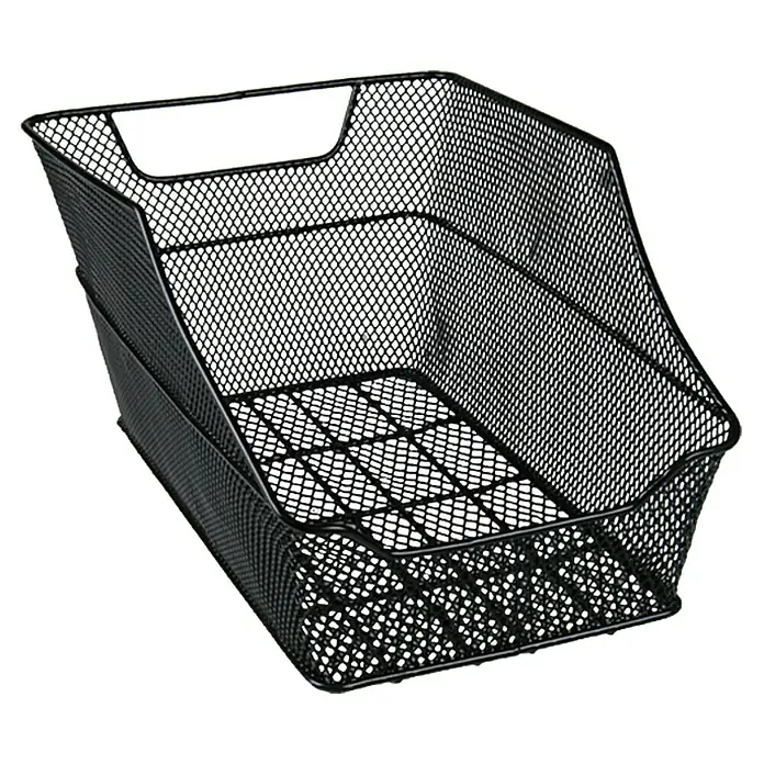 Fischer Fahrradkorb - Geeignet für: Gepäckträger, Traglast: 25 kg - Schwarzer Drahtkorb mit Griff und Gitterboden, ideal zur Aufbewahrung und Organisation von Gegenständen im Büro oder zu Hause.