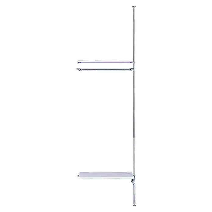 Room Plaza Inside Smart Regalsystem-Anbaumodul - Breite: 735 mm, Max. Raumhöhe: 2.600 mm, Tiefe: 500 mm - Kleiderschrank-System mit Regalen und Kleiderstange. Das System ist aus Metall und hat weiße Ablagen.